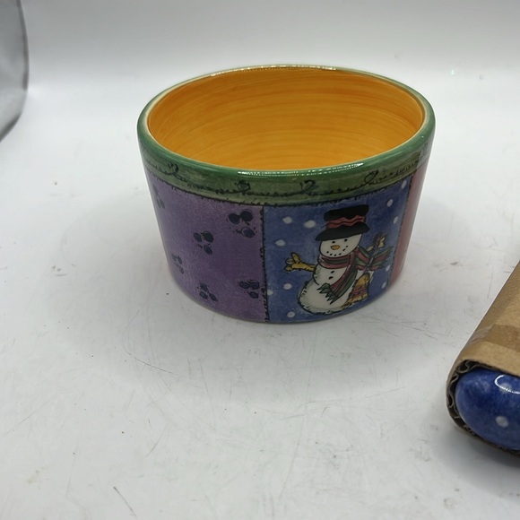 NWT Sango Sweet Shoppe Christmas 2 Pc Dip Mix Set Bowl Spoon Blue Red Snowman - Picture 6 of 11